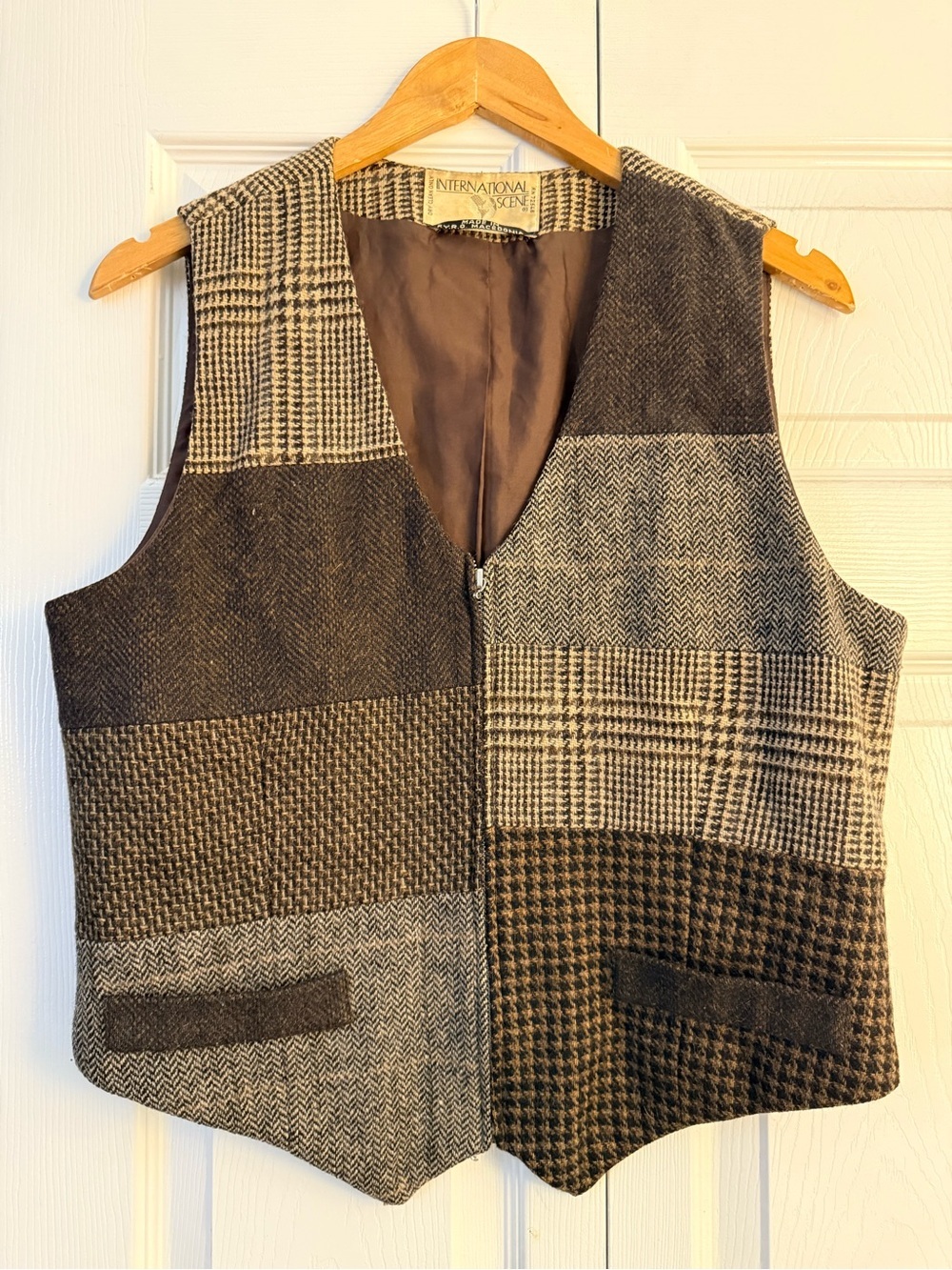 Patchwork Tweed Vest in Brown & Gray - International Scene - Picture 6 of 8